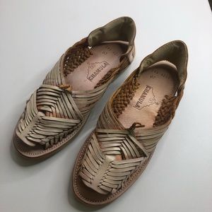 Anthropologie Chamula Woven Mexican huarache leather Sandal Size 7